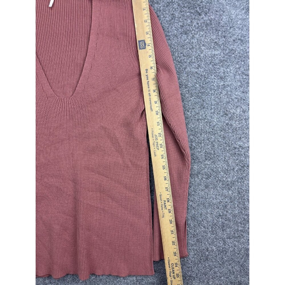 Free‎ People Sweater Tunic Womens Small Pink Ribbed V Neck Long Sleeve - Picture 4 of 8